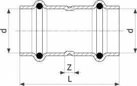 Муфта Viega Sanpress Inox G 0215 з SC-Contur d15 нержавіюча сталь 486969
