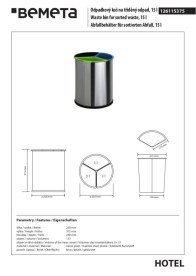 Відро для відсортованих відходів Bemeta Hotel 15 л нержавіюча сталь хром матовий 126115375