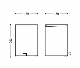 Мусорное ведро с педалью Tres Cuadro-Tres 180х180х250 мм хром 10763627