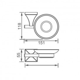 Мильниця для ванної Devit Classic підвісна з тримачем хром/скло прозоре 6020151