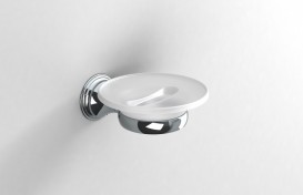 Мильниця для ванної Sonia Genoa з настінним утримувачем матове скло/латунь хром 107544