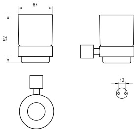 Стакан для зубных щеток Ravak Fold FD 210 с держателем черный матовый X07P1354