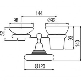 Мильниця і стакан для зубних щіток Tres Retro-Tres з настільним тримачем кераміка/метал білий/зістарена латунь 5246361351