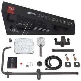 Набір 2 в 1 душова система Kroner Armada-GRP067 + змішувач для раковини Makon-GRP010 графіт CVS30227