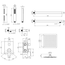 Набір 2 в 1 душова система Kroner Edelstahl Kubus-ESG082 + змішувач Edelstahl Kubus-ESG010 нікель CVS30175