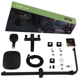 Набір 2 в 1 душова система Kroner Edelstahl Kubus-SCH063 + змішувач для раковини Edelstahl Kubus-SCH010-3 чорний CVS30177