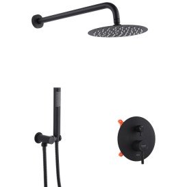 Набор 3 в 1 душевая система Kroner Edelstahl Klassisch-SCH082 + смеситель Edelstahl Klassisch-SCH010 + гигиенический душ SCH053 черный CVS30166