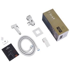 Набор 3 в 1 душевая система Kroner Edelstahl Kubus-ESG063 + смеситель Edelstahl Kubus-ESG010 + гигиенический душ ESG053 никель CVS30172