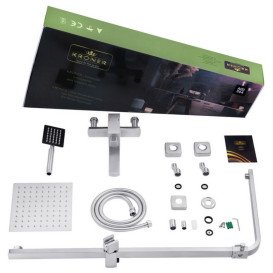 Набор 3 в 1 душевая система Kroner Edelstahl Kubus-ESG063 + смеситель Edelstahl Kubus-ESG010 + гигиенический душ ESG053 никель CVS30172