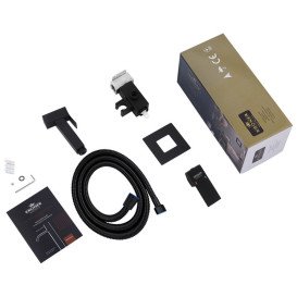 Набор 3 в 1 душевая система Kroner Edelstahl Kubus-SCH082 + смеситель Edelstahl Kubus-SCH010 + гигиенический душ SCH053 черный CVS30182