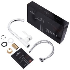 Набір 3 в 1 душова система Kroner Essen-W063 + змішувач для раковини Essen-W010 + змішувач Essen-W030 хром/білий CVS30218