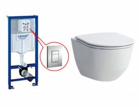 Набор 4 в 1 Grohe Solido Perfect: подвесной унитаз с сиденьем и крышкой + система инсталляции с панелью смыва Skate Air 39192000