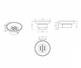Комплект аксесуарів 6 в 1 Sonia Line для ванної кімнати матове скло/латунь хром 179640