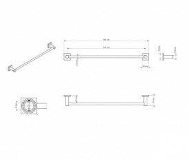 Комплект аксесуарів 6 в 1 Sonia Line для ванної кімнати матове скло/латунь хром 179640