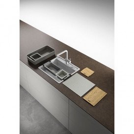 Набір аксесуарів Franke All In 5 дошка + телескопічна рейка-тримач + 2 коландери + миска з кришкою + силіконовий килимок + контейнер 112.0655.489