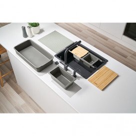 Набір аксесуарів Franke All In 5 дошка + телескопічна рейка-тримач + 2 коландери + миска з кришкою + силіконовий килимок + контейнер 112.0655.489