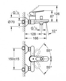 Набір змішувачів для ванни Grohe BauLoop з душовим гарнітуром хром 123214M