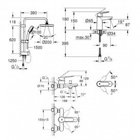 Набор смесителей для ванной Grohe BauEdgе хром 12336TS