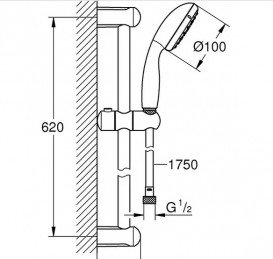 Набор смесителей для ванной Grohe Start Curve с душевым гарнитуром хром 126747