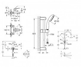 Набір змішувачів для ванної та кухні Grohe BauFlow з душовим гарнітуром хром UA121640K0