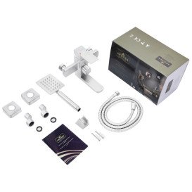 Набір змішувачів для ванної кімнати Kroner Edelstahl Kubus-ESG010 + змішувач Edelstahl Kubus-ESG060 + штанга для душу нікель CVS30151