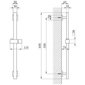 Набір змішувачів для ванної кімнати Kroner Edelstahl Kubus-SCH010 + змішувач Edelstahl Kubus-SCH060 + штанга для душу чорний CVS30161