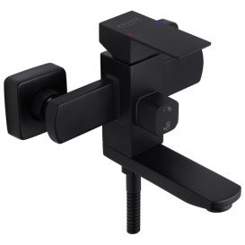 Набір змішувачів для ванної кімнати Kroner Edelstahl Kubus-SCH010 + змішувач Edelstahl Kubus-SCH060 + штанга для душу чорний CVS30161