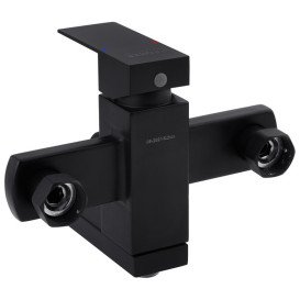 Набір змішувачів для ванної кімнати Kroner Edelstahl Kubus-SCH010 + змішувач Edelstahl Kubus-SCH060 + штанга для душу чорний CVS30161