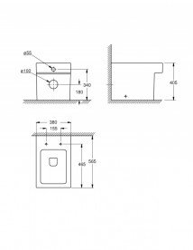 Напольный приставной унитаз Grohe Cube Ceramic с гигиеническим покрытием (без сиденья) альпин-белый 3948500H