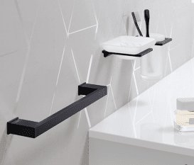 Настенный держатель для полотенец Sonia S-Cube Black чёрный матовый  172993
