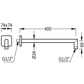 Настінний душовий кронштейн Tres 400 мм золото матовий 29963902OM