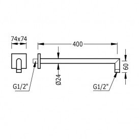 Настенный душевой кронштейн Tres 400 мм черный матовый 06243201NM