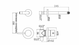 Настенный смеситель для раковины PAFFONI Light белый матовый  LIG 007 BO 70