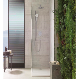 Неподвижная стенка для душа Ravak Domospa Walk In-100 профиль полированный алюминий стекло transparent RKUC500015