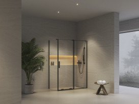 Неподвижная стенка для душа Ravak Roll ROPS-100 профиль черный стекло transparent X90VA0300Z1