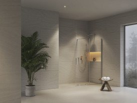 Неподвижная стенка для душа Ravak Roll Walk In ROWI-140 с подвижным стеклом профиль полированный алюминий стекло transparent X9WVM0C00Z1