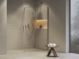 Неподвижная стенка для душа Ravak Roll Walk In ROWI-140 с подвижным стеклом профиль полированный алюминий стекло transparent X9WVM0C00Z1