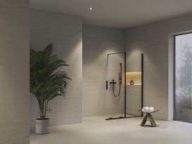 Неподвижная стенка для душа Ravak Roll Walk In ROWI-110 с подвижным стеклом профиль черный стекло transparent X9WVD0300Z1