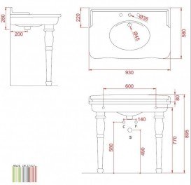Ножки для раковины ArtCeram Hermitage керамика чёрный глянцевый HEC003 03;00