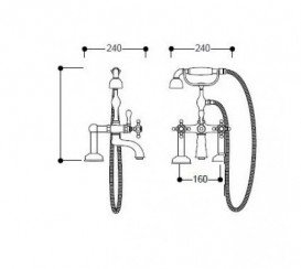 Ніжки для змішувача Kerasan Retro для монтажу на борт ванни 10 см бронза 739693