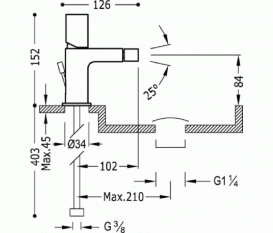 Одноважільний змішувач для біде Tres Project-Tres чорний 21112002NMD