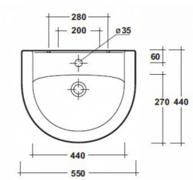 Раковина для ванної на п'єдестал Olympia колекція Federica біла 63.40