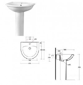 Раковина для ванної на п'єдестал Olympia колекція Federica біла 08.40