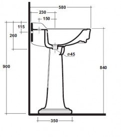 Раковина для ванной на пьедестал Olympia коллекция Impero белая 08.11