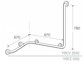 Опорний поручень кутовий Hatria Autonomy з правого вертикальної штангою білий Y0CV