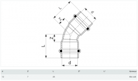 Відвід 45° Viega Prestabo 1126 12 нелегована сталь 604448