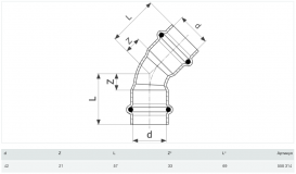 Відвід 45° Viega Prestabo 1126 42 нелегована сталь 558314