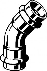 Отвод 45° Viega Sanpress Inox G 0226 с SC‑Contur d28 нержавеющая сталь 486150