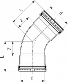 Отвод 45° Viega Sanpress Inox G 0226XL с SC‑Contur d88,9 нержавеющая сталь 578275