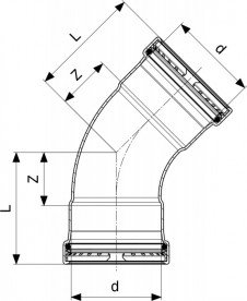 Отвод 45° Viega SeaPress 0326XL d76,1 сплав CuNiFe 90/10 556617